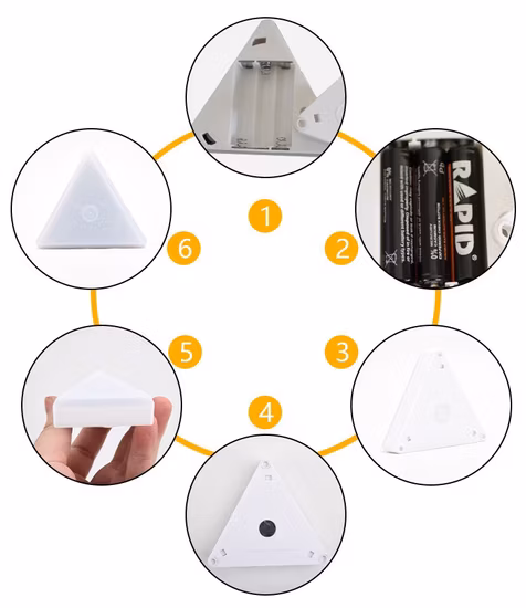 3 лампы для внутреннего освещения, декоративный светодиодный настенный магнит, крепление на основание, комплект ночного освещения, лампа с сенсорным датчиком на батарейках и датчиком удаленной настройки времени, освещение для шкафа